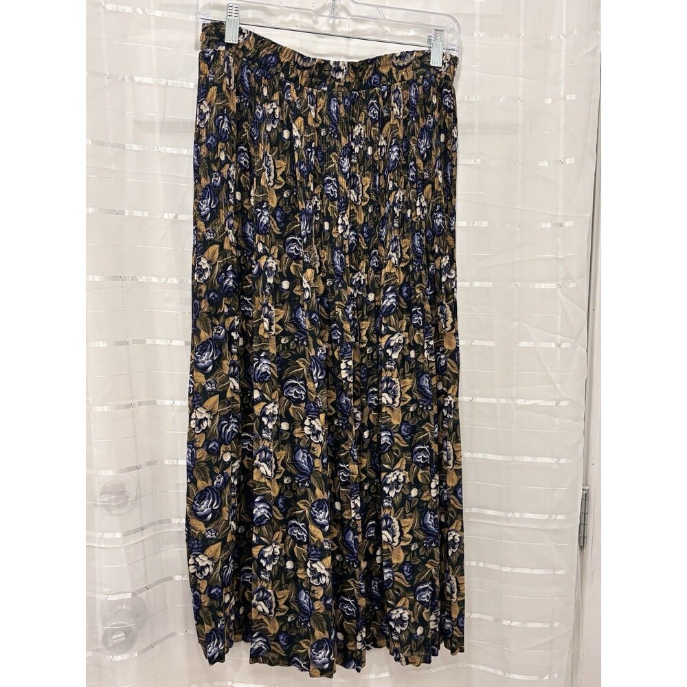 Vintage Sag Harbor Floral‎ Midi Skirt Womens Small Elastic Waist Pleated 90s